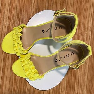 Never Worn- Unisa Lime/Yellow Block Heels 8.5